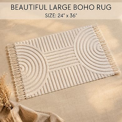 Boho Tassel Rug Soft Washable Non Slip Boho Decor For Home