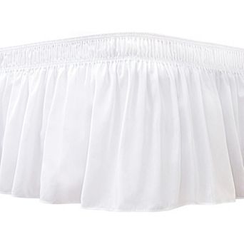 Wrap Around Bed Skirts for Queen Beds 15" Drop, Adjustable Elastic Dust Ruffles Easy Fit Wrinkle