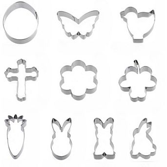 Easter Cookie Cutter Set - 10 pc , Stainless Steel Biscuit Molds for Spring Holiday Baking
