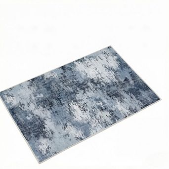Washable Entry Rug, Modern Abstract Rug with Low Pile and Non-Slip Backing, Small Rug with Abstract
