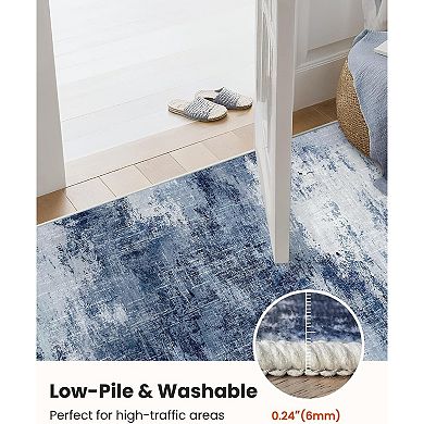 Washable Entry Rug, Modern Abstract Rug with Low Pile and Non-Slip Backing, Small Rug with Abstract