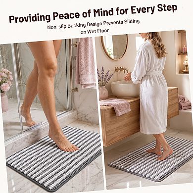 Chenille Bathroom Rug Non Slip Washable Absorbent Quick Dry Durable