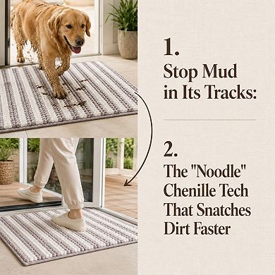 Chenille Bathroom Rug Non Slip Washable Absorbent Quick Dry Durable