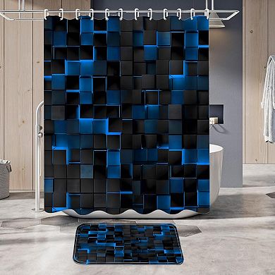 4Pcs Shower Curtain Set 3D Cubes Bathroom Sets Modern Shower Curtain Set for Bathroom Sets
