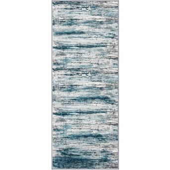 Modern Abstract Hallway Runner Rug, Washable Rug Runner Non-Slip Soft Striped Kitchen Runner Rugs
