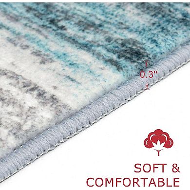 Modern Abstract Hallway Runner Rug, Washable Rug Runner Non-Slip Soft Striped Kitchen Runner Rugs