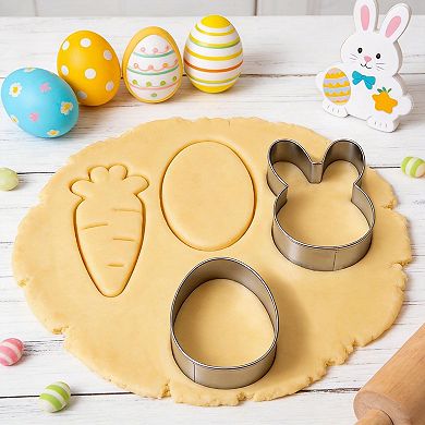 6Pcs Large Easter Cookie Cutters ,Metal Biscuit Molds for Easter Spring Holiday Themed Baking Supply
