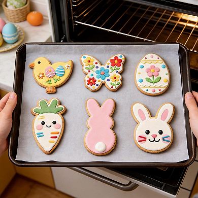 6Pcs Large Easter Cookie Cutters ,Metal Biscuit Molds for Easter Spring Holiday Themed Baking Supply