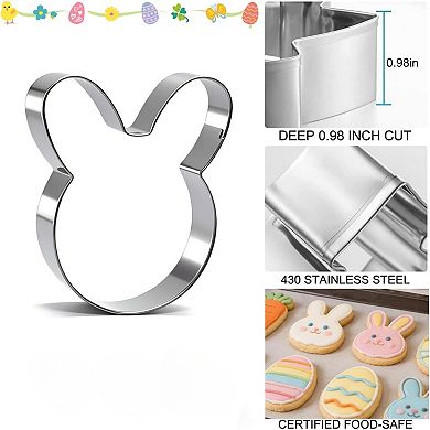 6Pcs Large Easter Cookie Cutters ,Metal Biscuit Molds for Easter Spring Holiday Themed Baking Supply