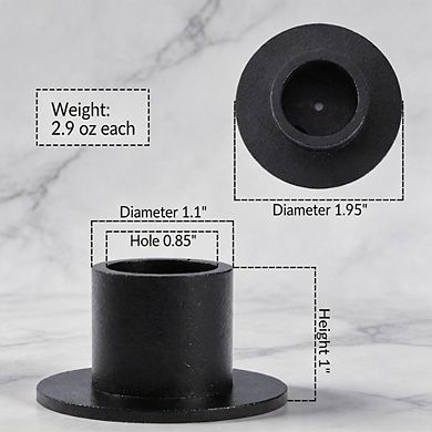 2 Pack Matte Black Iron Candle Holders for Home & Party Decor