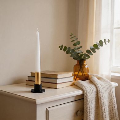 2 Pack Matte Black Iron Candle Holders for Home & Party Decor