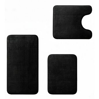 Bathroom Rugs Sets 3 Piece,Non-Slip Quick Dry Bath Mat Set,Ultra Soft Velvet Bath Rugs for Bathroom