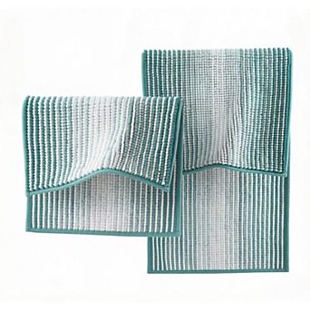 Bathroom Rugs and Mats Sets, 2 pc Thick Absorbent Chenille Non Slip, Machine Washable