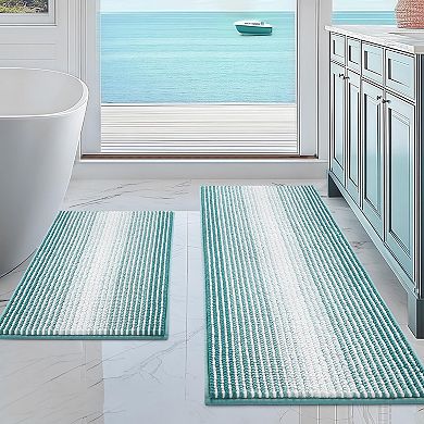 Bathroom Rugs and Mats Sets, 2 Piece Thick Absorbent Chenille Non Slip, Machine Washable