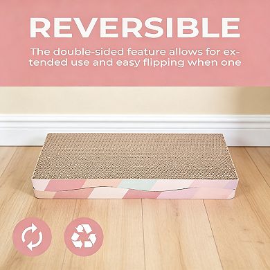 Large double sided corrugated cat scratcher with catnip 2 pack