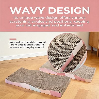 Large double sided corrugated cat scratcher with catnip 2 pack