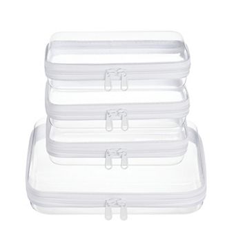 4 Pack Clear Zipper Storage Pouches For Travel Makeup Toys