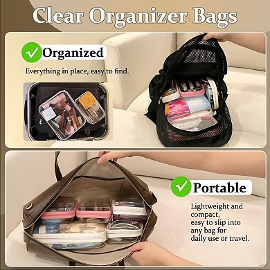 4 Pack Clear Zipper Storage Pouches For Travel Makeup Toys