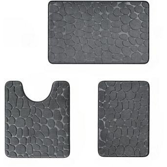 Bathroom Rugs Mat Set 3 Piece,Memory Foam Bath Mats Sets,Non Slip Water Absorbent Washable Bath Rugs