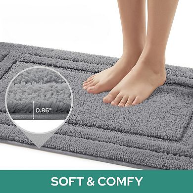Bathroom Rugs Sets 3 Piece, Super Soft and Absorbent Non Slip Microfiber Toilet Bath Mat