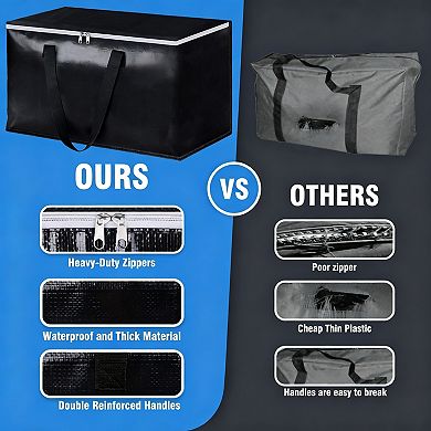 6 Pack 93L Black Moving Bags Foldable With Zipper And Handles