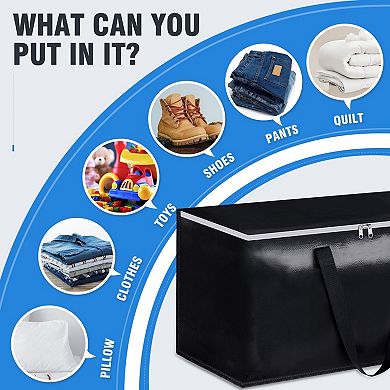 6 Pack 93L Black Moving Bags Foldable With Zipper And Handles