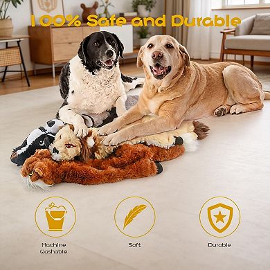 Stuffing Free Squeaky Plush Dog Toys Durable for All Dogs