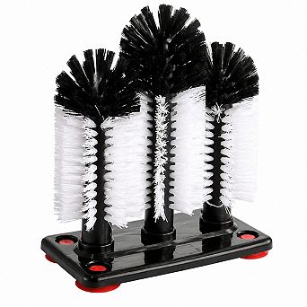 Water Bottle Cleaning Brush 3 Removable Heads Suction Base Nylon Bristles Glass Cup Washer Cleaner