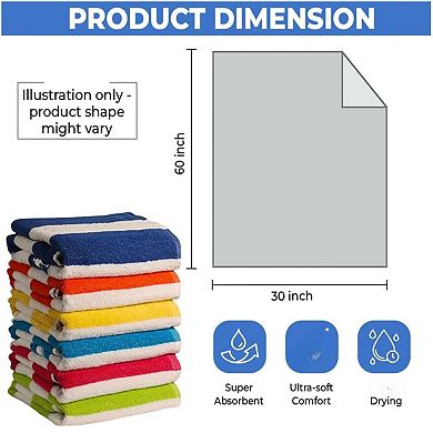 Beach Towel Large Pool Water Absorbent Lightweight Quick Dry Swimming 6 Pack