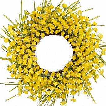 Artificial Spring Summer Wreath Silk Flowers Berries Green Leaves for Front Door Porch Farmhouse