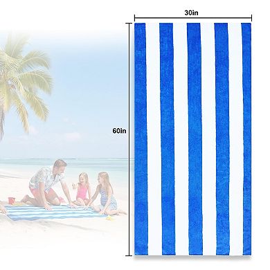 Beach Towels 4 Pack Lightweight Cabana Stripe Pool Tub Extra Large Absorbent 30x60