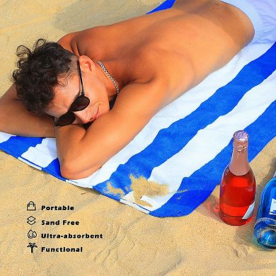 Beach Towels 4 Pack Lightweight Cabana Stripe Pool Tub Extra Large Absorbent 30x60