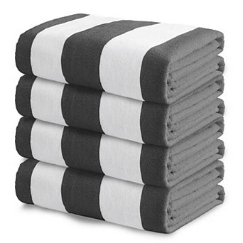 Beach Towels 4 Pack Lightweight Cabana Stripe Pool Tub Extra Large Absorbent 30x60
