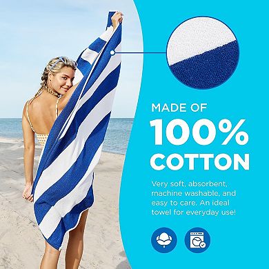 Ben Terry Cabana Striped Towels Oversized Beach Pool Soft Cotton Absorbent Quick Dry 6 Pack 30x60