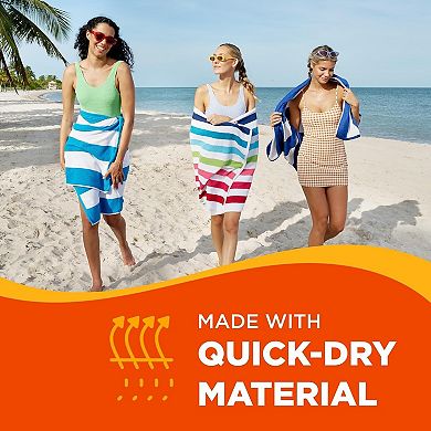 Ben Terry Cabana Striped Towels Oversized Beach Pool Soft Cotton Absorbent Quick Dry 6 Pack 30x60