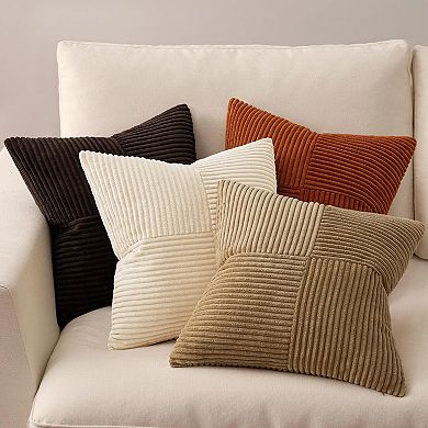 Corduroy Patchwork Pillowcase Set of 4 Boho Striped Cushion Covers