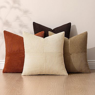 Corduroy Patchwork Pillowcase Set of 4 Boho Striped Cushion Covers