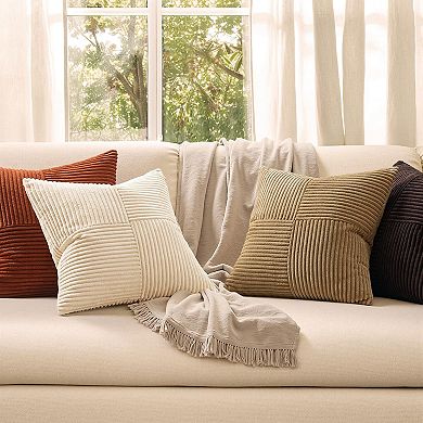 Corduroy Patchwork Pillowcase Set of 4 Boho Striped Cushion Covers
