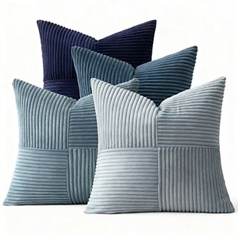Corduroy Patchwork Pillowcase Set of 4 Boho Striped Cushion Covers