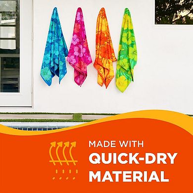 Colorful Hibiscus Beach Towels 30x60 Soft Absorbent Cotton 4 Pack
