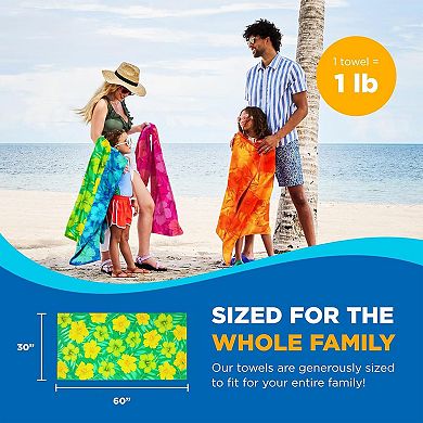 Colorful Hibiscus Beach Towels 30x60 Soft Absorbent Cotton 4 Pack