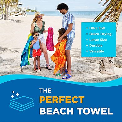 Colorful Hibiscus Beach Towels 30x60 Soft Absorbent Cotton 4 Pack