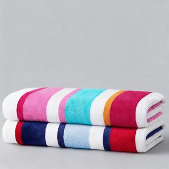 Beach Pool Towels Soft Absorbent Multi Color Stripe 32 x 62 4 Pack