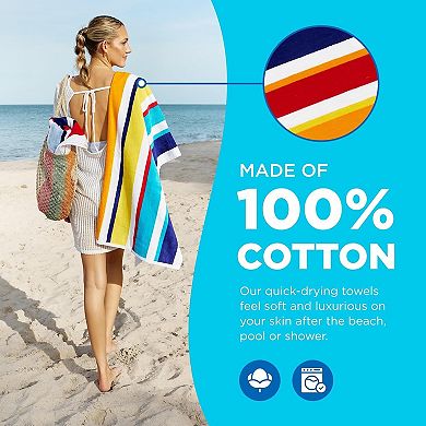 Beach Pool Towels Soft Absorbent Multi Color Stripe 32 x 62 4 Pack