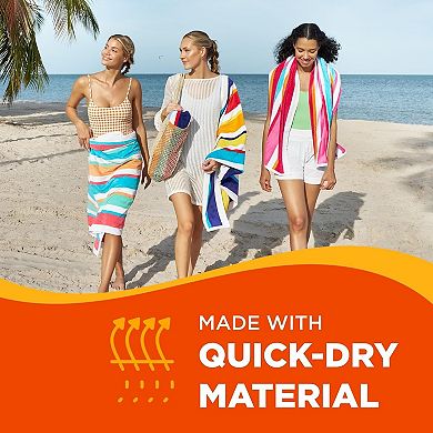 Beach Pool Towels Soft Absorbent Multi Color Stripe 32 x 62 4 Pack