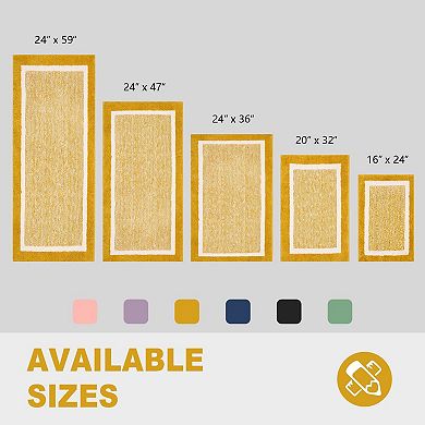 Bath Mat Checkered Microfiber Absorbent Non Slip Washable Cream Plush Bathroom Rug Soft Backing