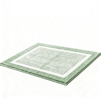 Bath Mat Checkered Microfiber Absorbent Non Slip Washable Cream Plush Bathroom Rug Soft Backing
