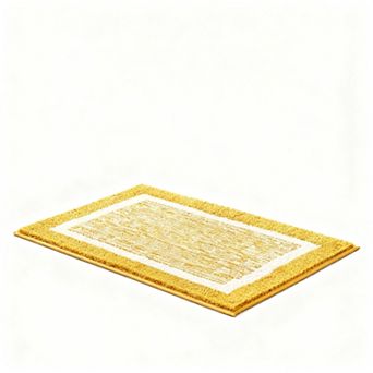 Bath Mat Checkered Microfiber Absorbent Non Slip Washable Cream Plush Bathroom Rug Soft Backing