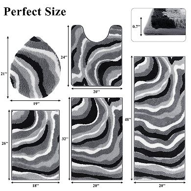 Bathroom Rug Set 5 Piece Soft Non Slip Absorbent Bath Mat