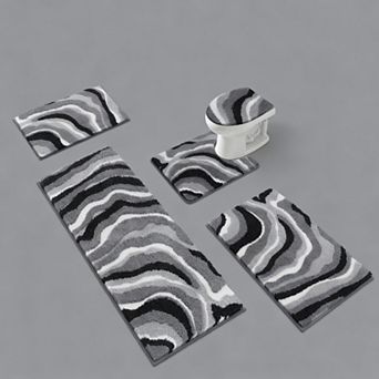 Bathroom Rug Set 5 pc Soft Non Slip Absorbent Bath Mat